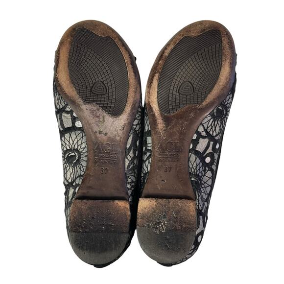 AGL Embroidered Leather Ballet Flats Rhinestone Buckle Size 7 - Picture 6 of 10